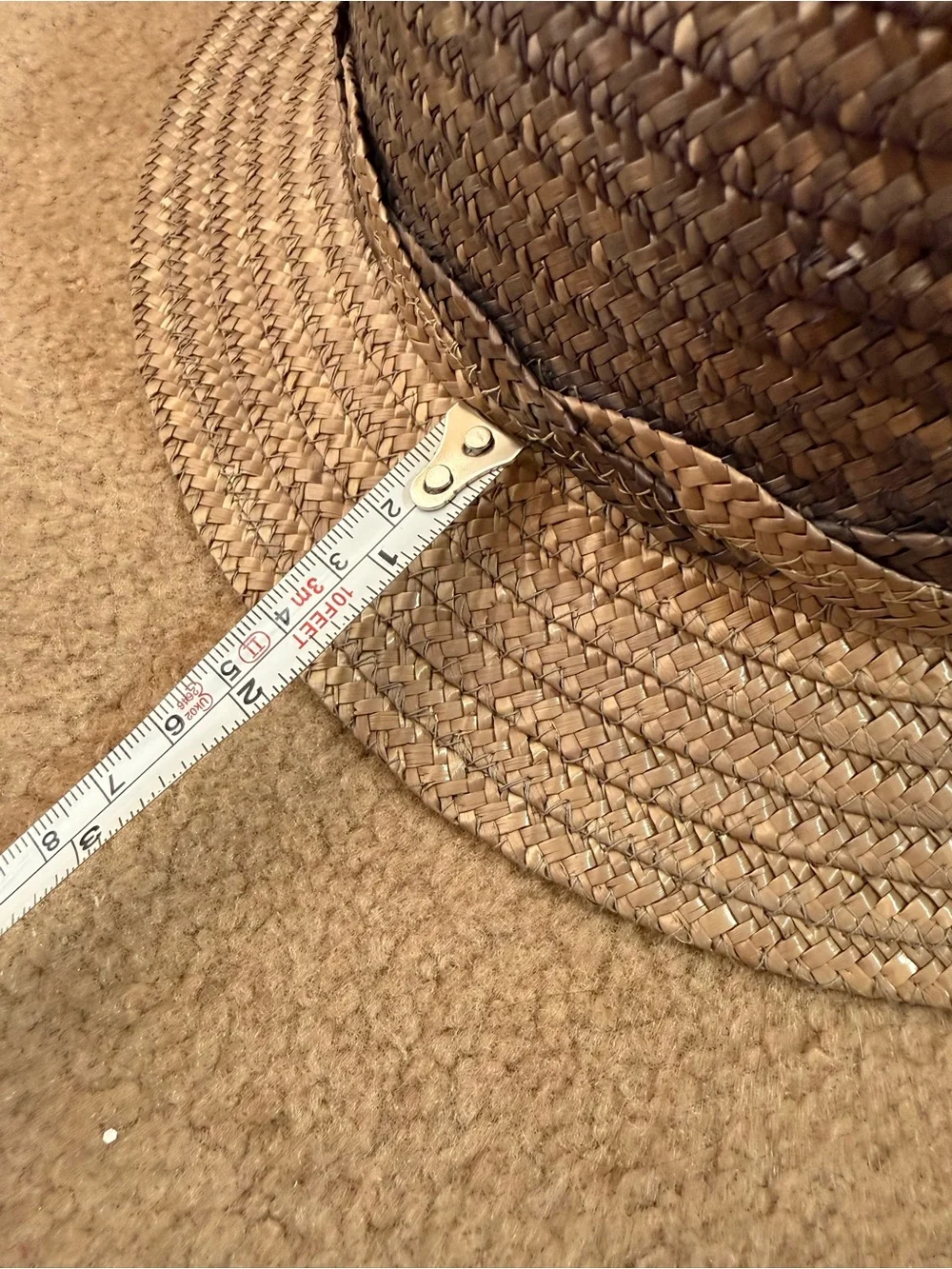 Vintage Italian Brandeis natural straw Grey tan Art deco short brim sun hat - Picture 9 of 17